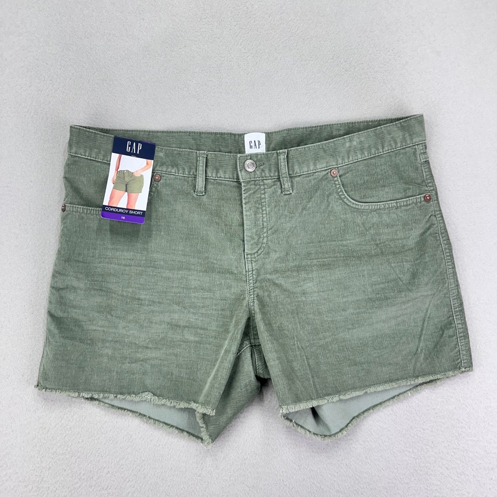 GAP Corduroy Shorts Womens 16 Green NWT High Rise‎ Stretch